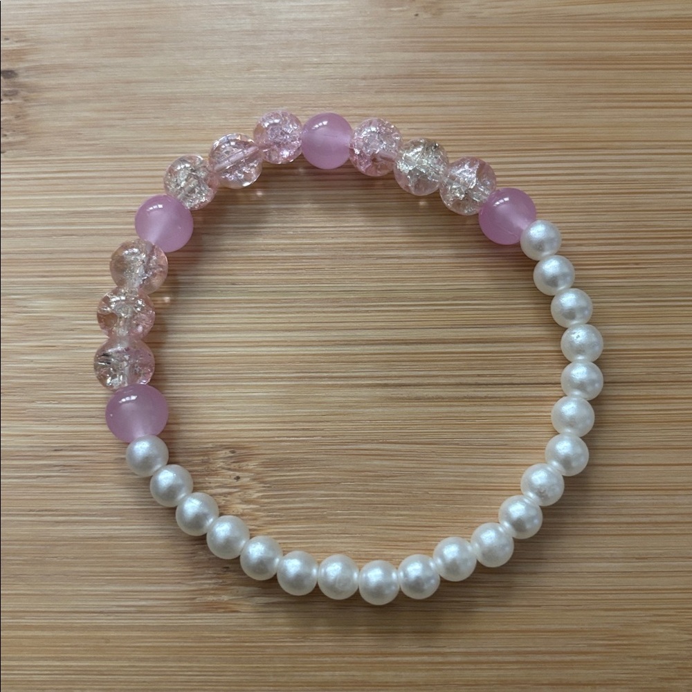 Pink and Pearl Beaded Bracelet